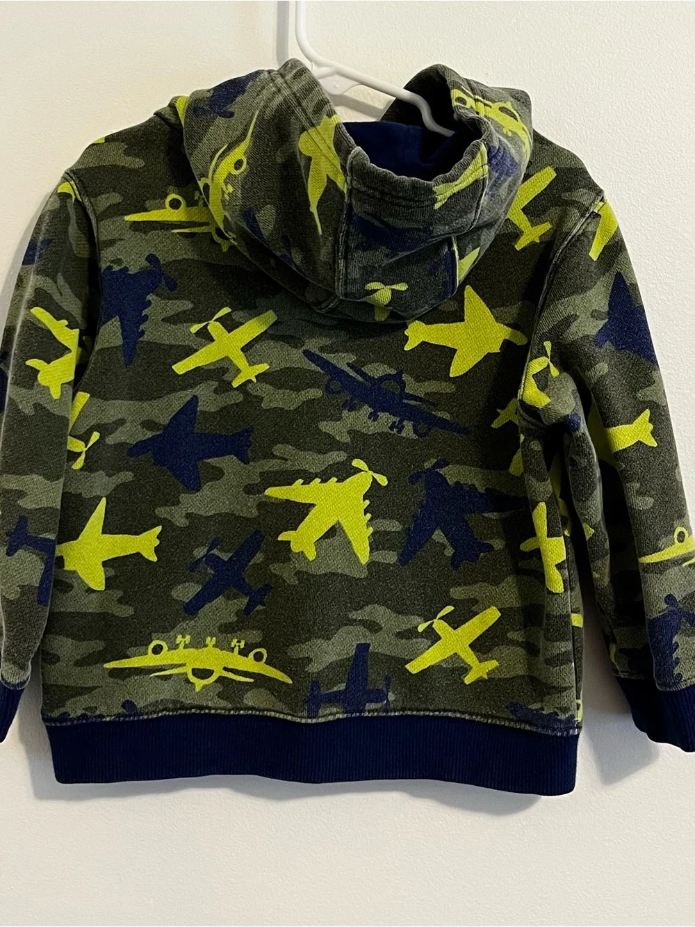 Gymboree Airplane Camo Pullover Hoodie Toddler Boys 2T-3T Fleece Lined